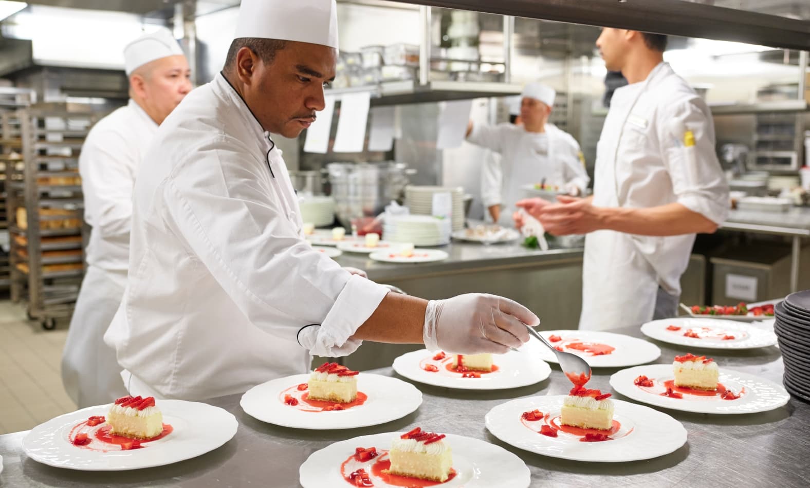 Chef preparing dessert